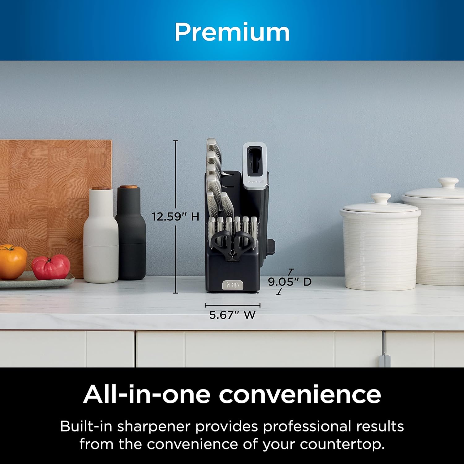 Ninja K62014 Foodi NeverDull Premium 14-Piece German Stainless Steel Knife System with Built-in Sharpener, Stainless Steel/Black - Image 7