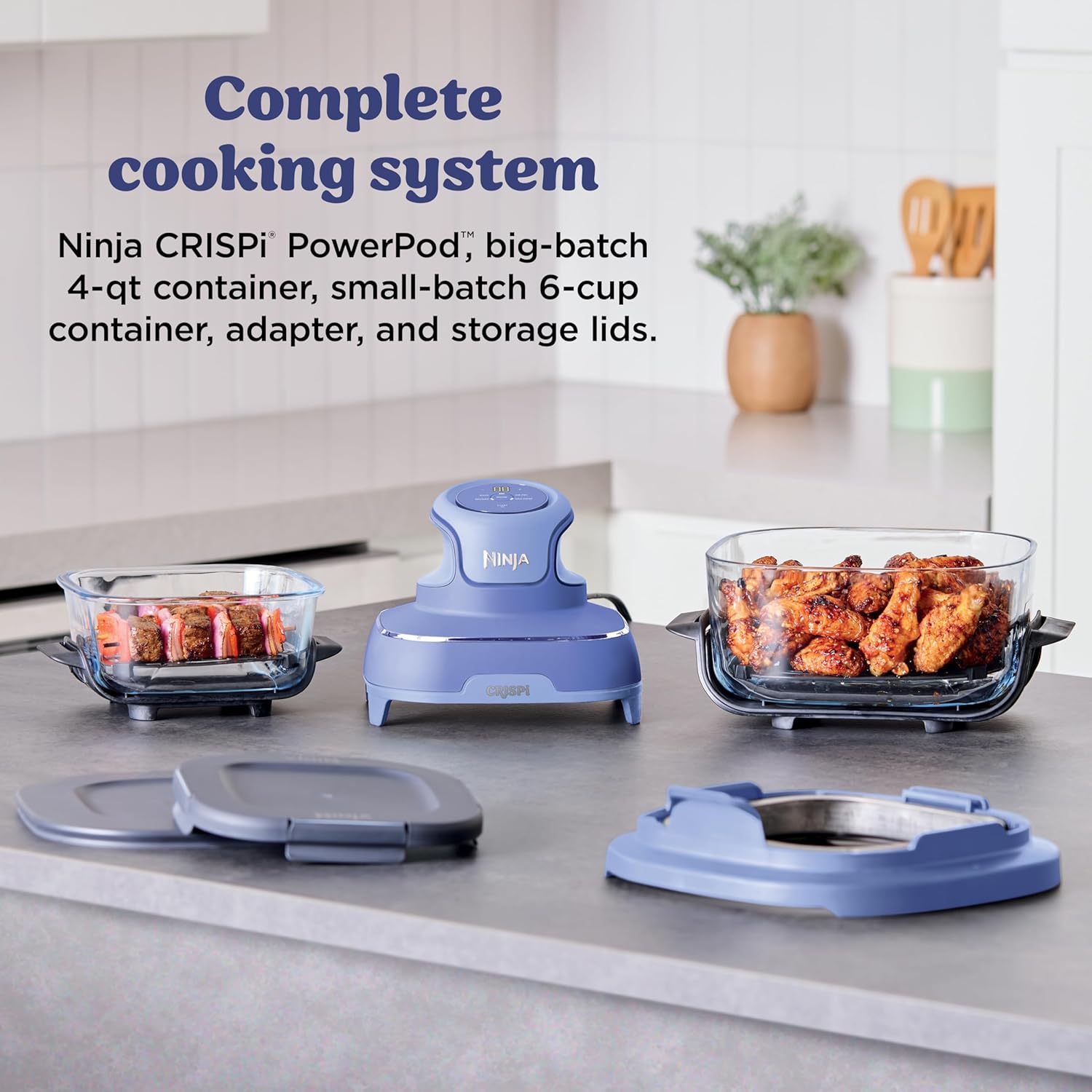 Ninja | Air Fryer | Crispi 4-in-1 Portable Cooking System | 4QT & 6 Cup Glass Containers, Crisper Plates & Storage Lids Included | Microwave, Freezer & Dishwasher Safe | Frosted Lilac | FN101PR - Image 3