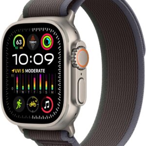 Apple Watch Ultra 2 [GPS + Cellular 49mm] Smartwatch with Rugged Titanium Case & Blue/Black Trail Loop S/M. Fitness Tracker, Precision GPS, Action Button, Extra-Long Battery Life