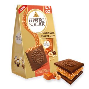Ferrero Rocher Premium Milk chocolate squares, Hazelnut & Caramel Filling, Individually Wrapped for Sharing, ​3.7 oz
