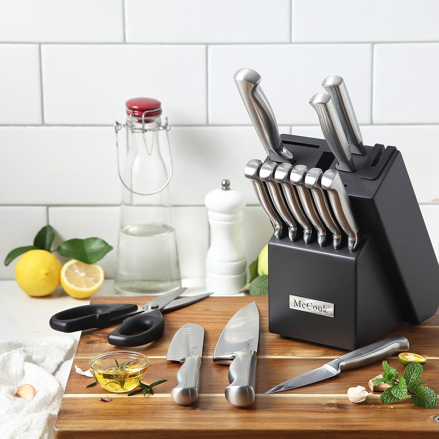 McCook® Knife Sets, German Stainless Steel Knife Block Sets with Built-in Sharpener - Image 5