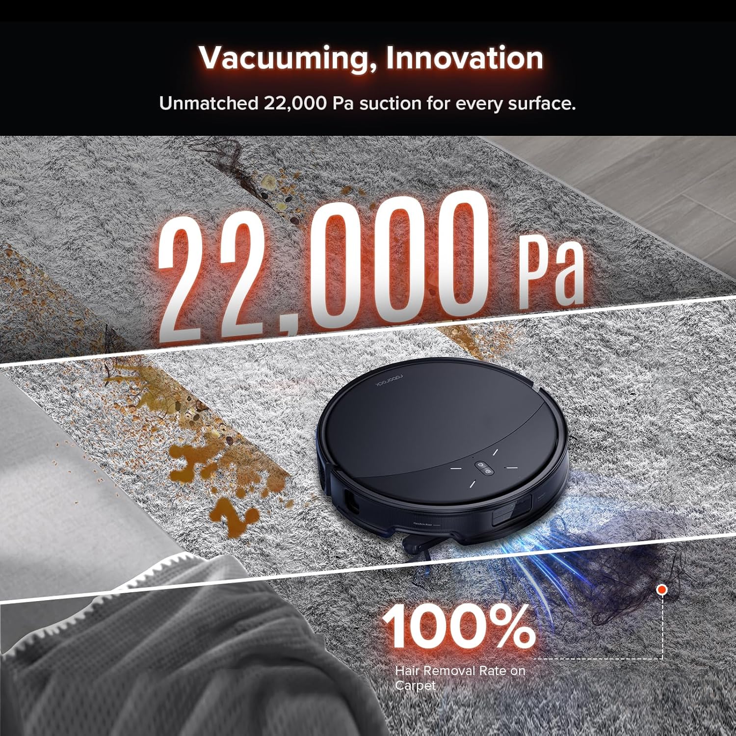 roborock Saros 10R Robot Vacuum and Mop, 22,000 Pa Suction, Zero-Tangling, 3.14’’ Ultra Slim, FlexiArm Riser Technology for Carpet & Floor, Corner & Edge Cleaning, Self-Emptying, Hot Air Drying, Black - Image 4