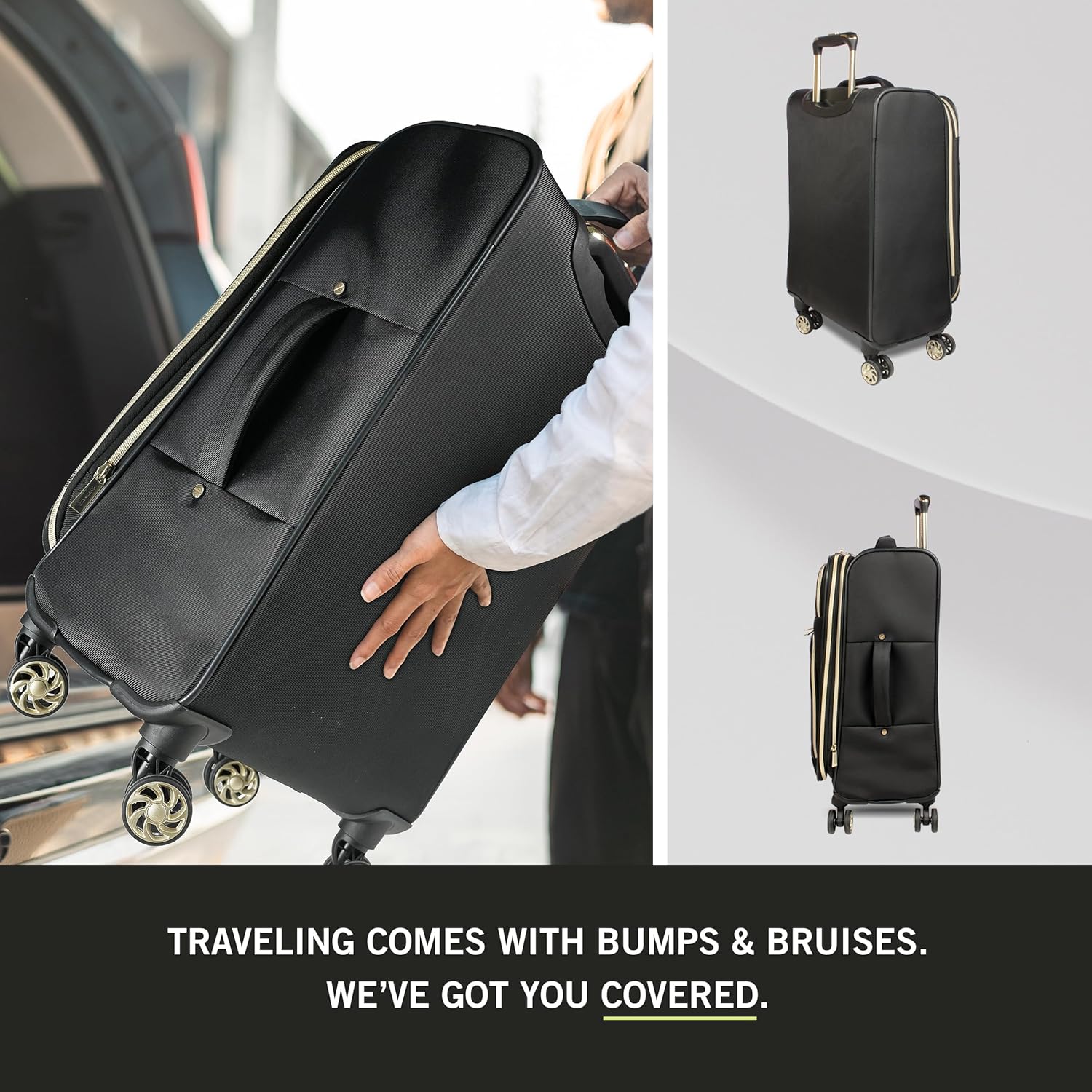 Kenneth Cole REACTION Chelsea Chevron Quilted Luggage, Black, 3-Piece Set (20"/24"/28") - Image 2