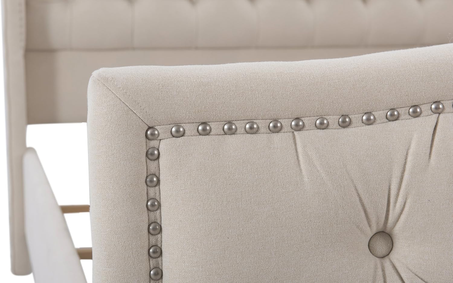 Jennifer Taylor Home Marcella Upholstered Shelter Headboard Bed Set, King, Sky Neutral Beige Polyester - Image 6