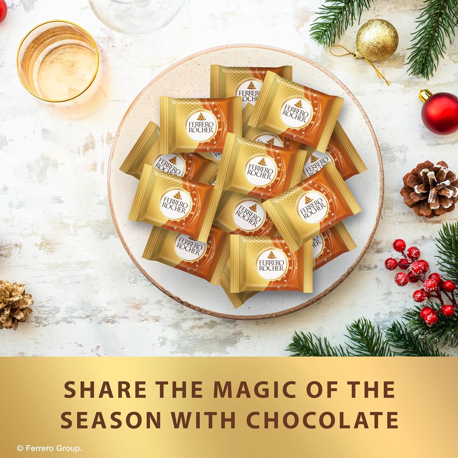 Ferrero Rocher Premium Milk chocolate squares, Hazelnut & Caramel Filling, Individually Wrapped for Sharing, 3.7 oz - Image 3