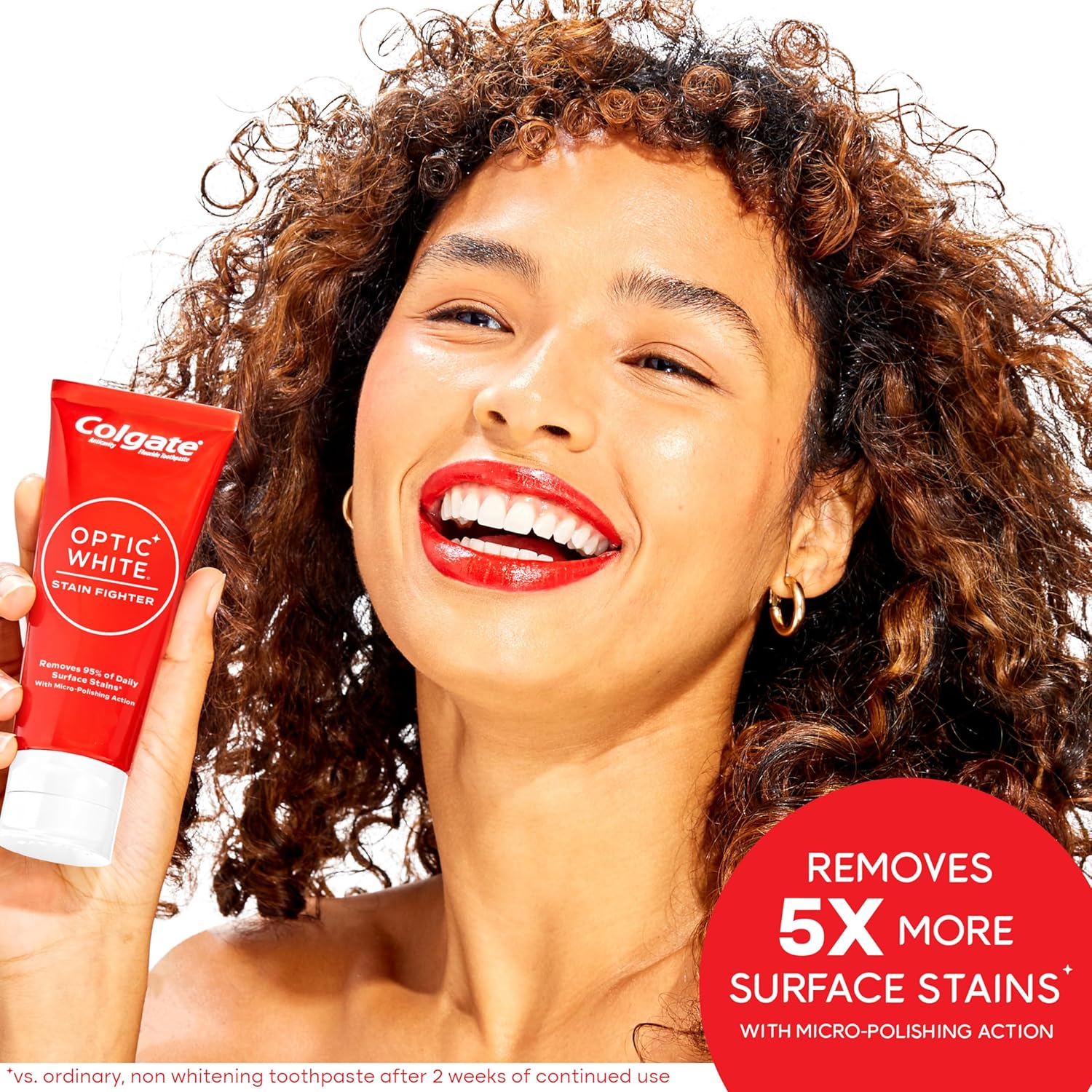 Colgate Optic White Stain Fighter Teeth Whitening Toothpaste, Anticavity Fluoride Toothpaste for Whitening Teeth, Helps Remove Daily Surface Stains, Clean Mint Paste, 4.2 oz - Image 3