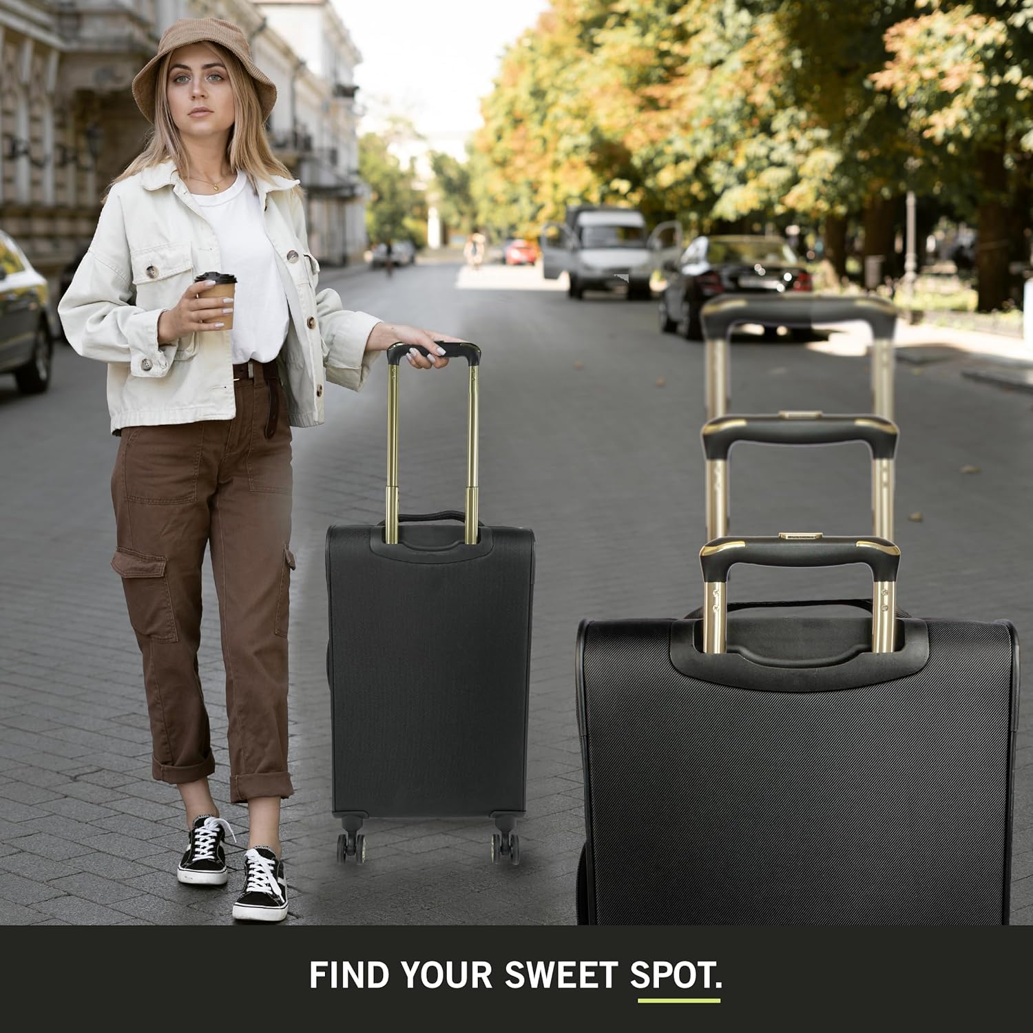 Kenneth Cole REACTION Chelsea Chevron Quilted Luggage, Black, 3-Piece Set (20"/24"/28") - Image 4