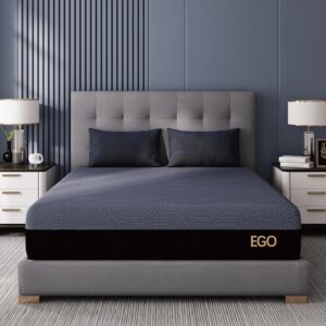 EGOHOME 10 Inch King Memory Foam Mattress for Back Pain, Cooling Copper Gel Bed in a Box, Foam Made in USA, CertiPUR-US Certified, Therapeutic Medium Firm, 76x80x10 Black