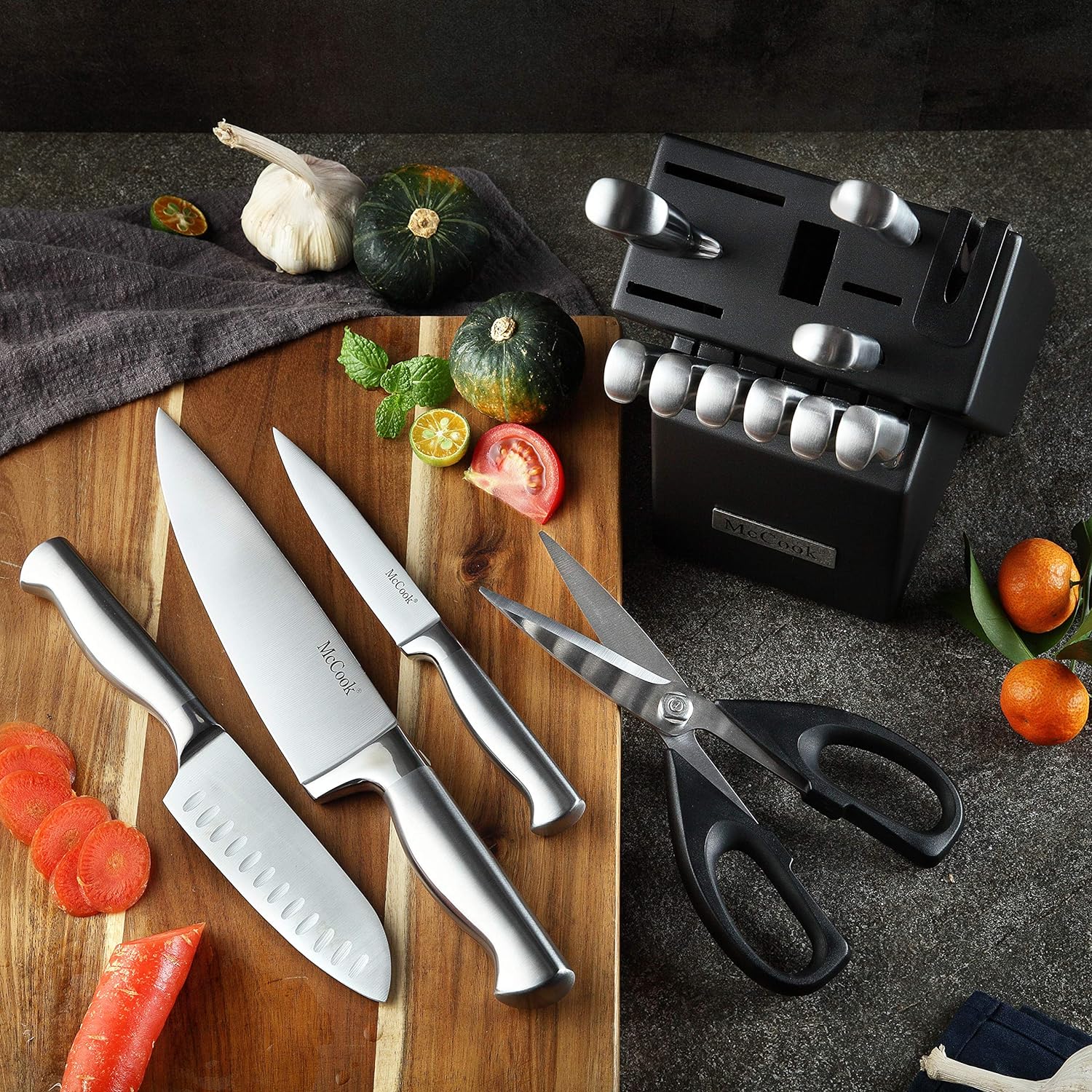 McCook® Knife Sets, German Stainless Steel Knife Block Sets with Built-in Sharpener - Image 4