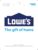 Lowe’s Physical Gift Card – $100